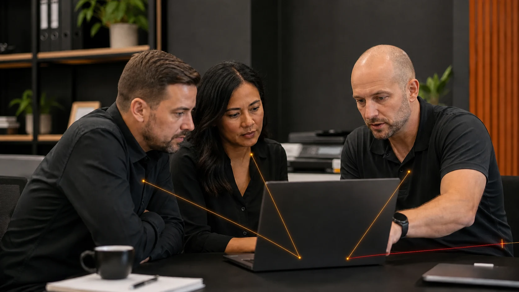 Accounting business owners reviewing account security with an IT adviser