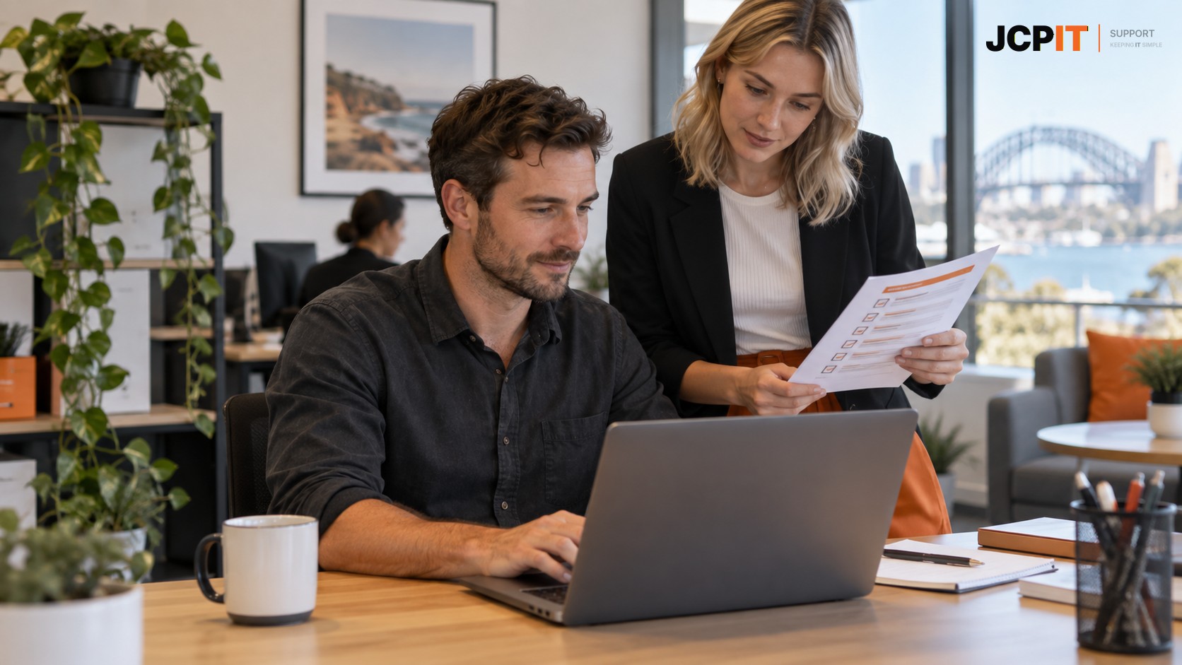 Business user reviewing Microsoft 365 settings and access controls